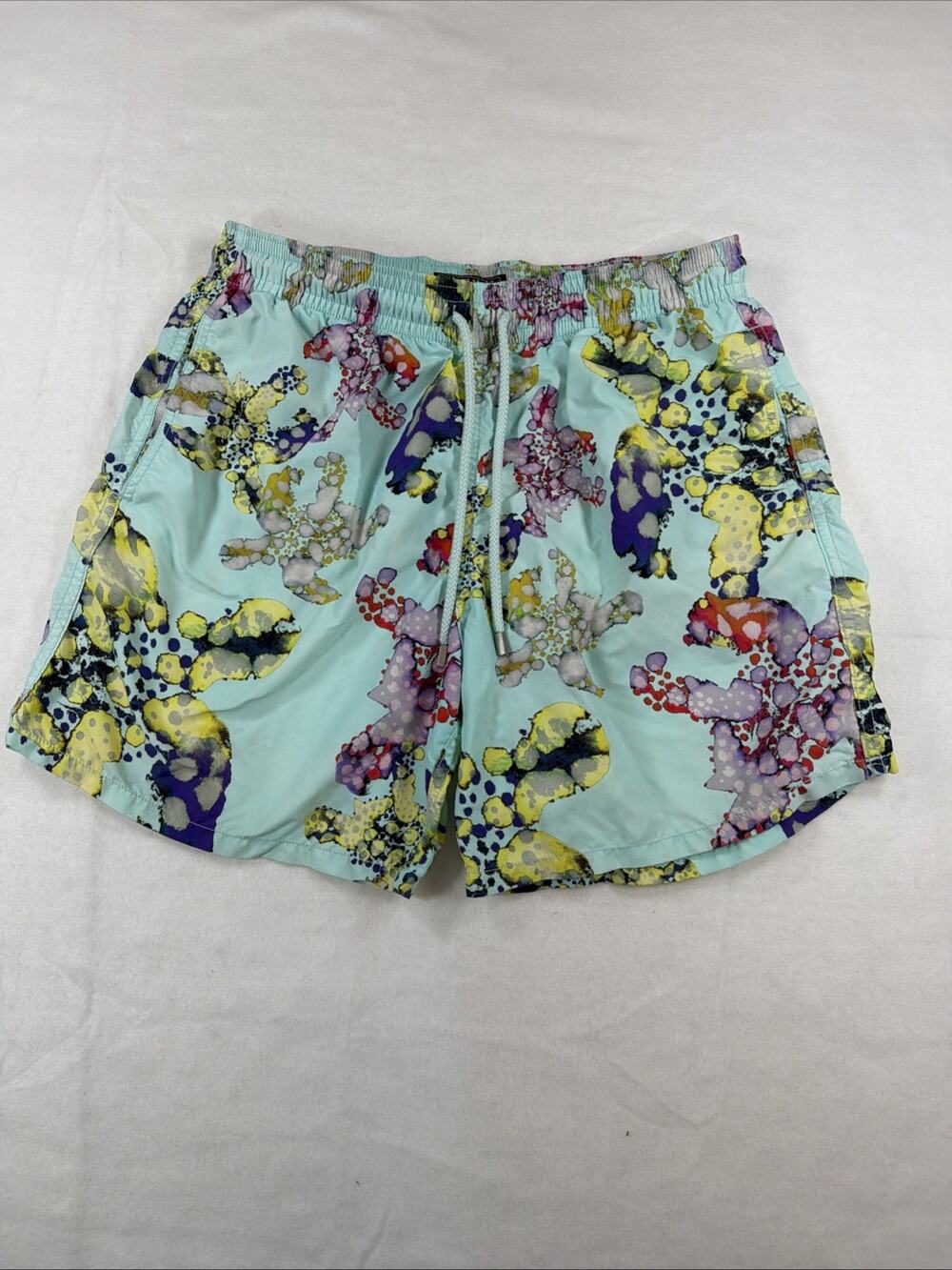 Vilebrequin Men’s Swimwear Shorts XL Sea Turtles Colorful Trunks Lined Blue